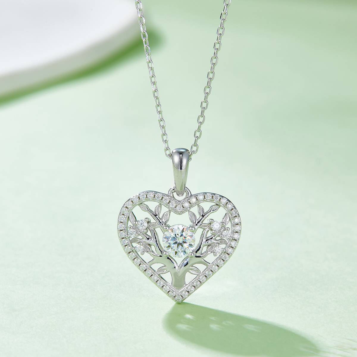 Tree of Life Love Pendant S925 Silver Moissanite Grade D 0.78CT